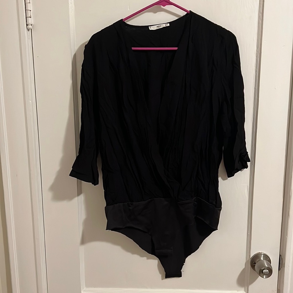 black deep cut bodysuit